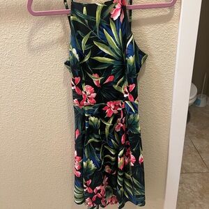 Hollister Tropical Floral Dress - Green and Pink